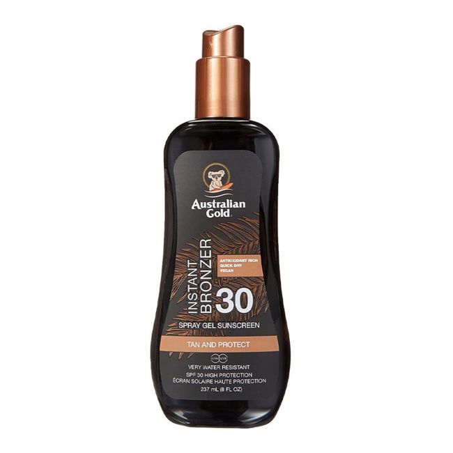 AUSTRALIAN GOLD SPF30 apsauginis purškiamasis gelis nuo saulės su atspalviu, 237 ml