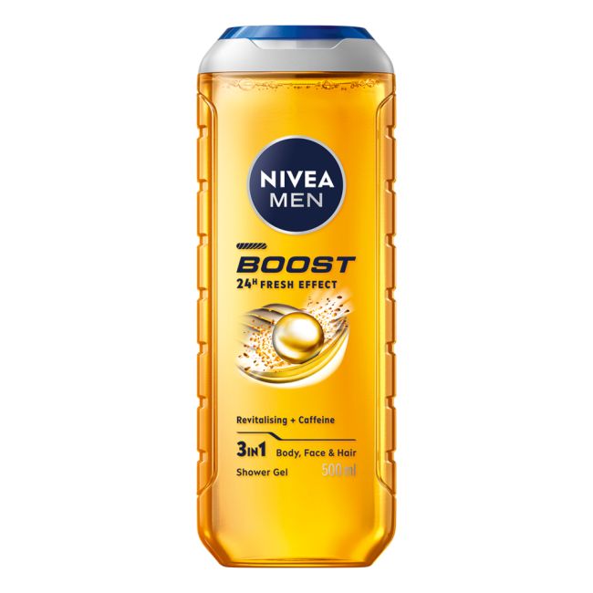 NIVEA MEN BOOST dušo želė, 500 ml