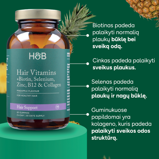 H&B Vitaminai plaukams, 60 guminukų