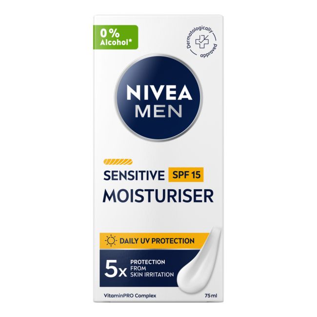 NIVEA MEN SENSITIVE SPF15 drėkinamasis veido kremas, 75 ml