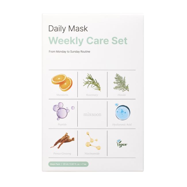 MIXSOON DAILY MASK WEEKLY CARE veido kaukių rinkinys (20 ml / 7 vnt.)