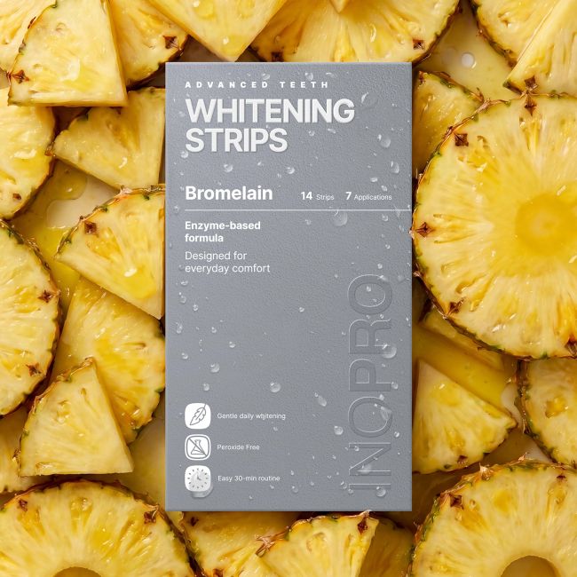 INOPRO BROMELAIN balinamosios dantų juostelės (14 vnt.)