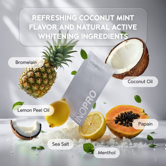 INOPRO BROMELAIN balinamosios dantų juostelės (14 vnt.)