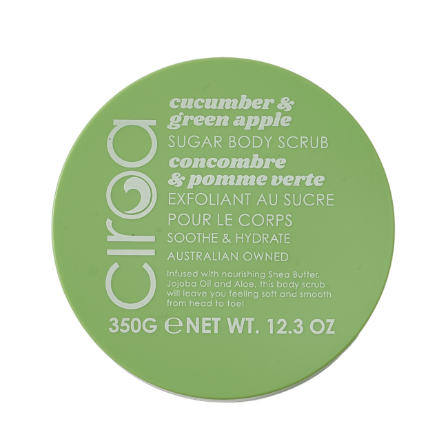 CIROA CUCUMBER & GREEN APPLE SUGAR kūno šveitiklis, 350 g
