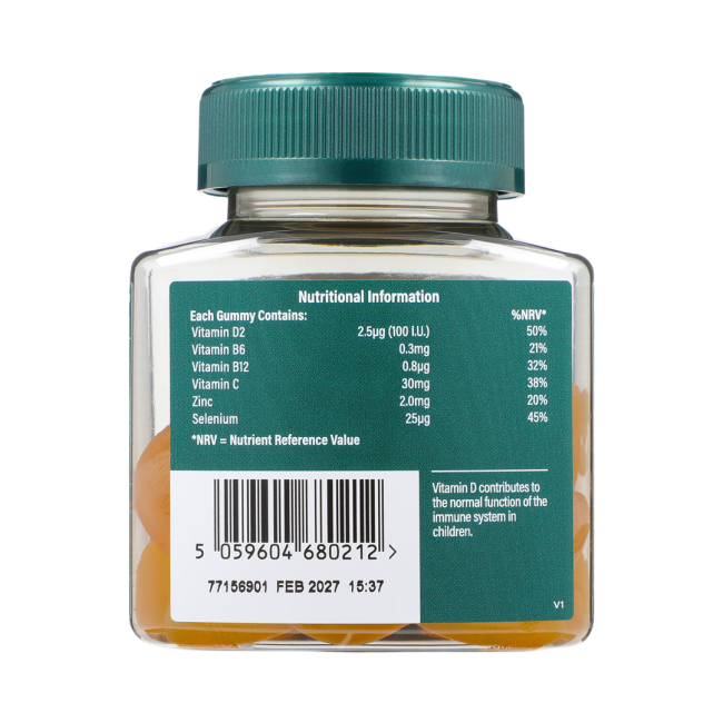 H&B Vaikams Vitaminas C + Vitaminas D, B6, B12, Cinkas ir Selenas maisto papildas, 30 guminukų