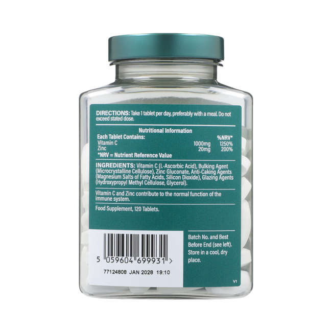 H&B vitaminas C ir cinkas, 120 tablečių