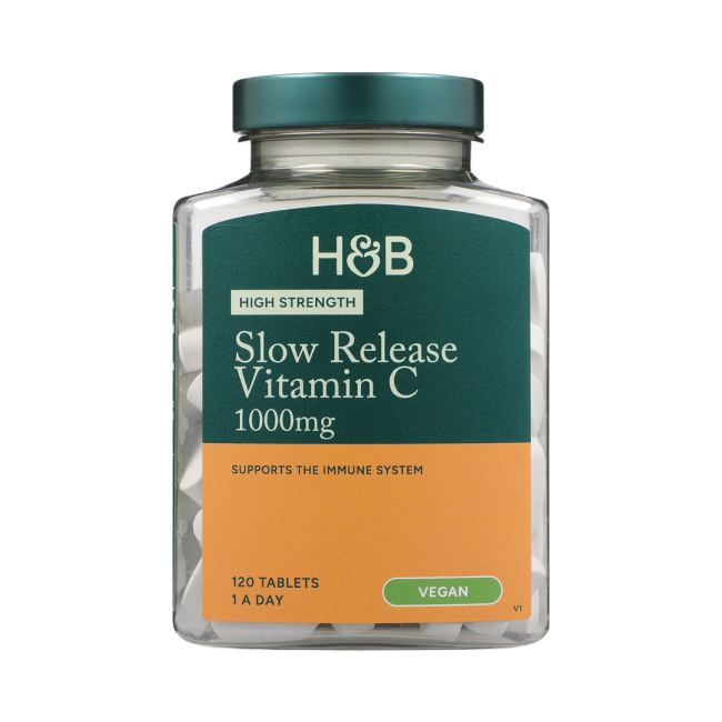 H&B HIGH STRENGHT SLOW RELEASE vitaminas C 1000 mg, 120 tablečių