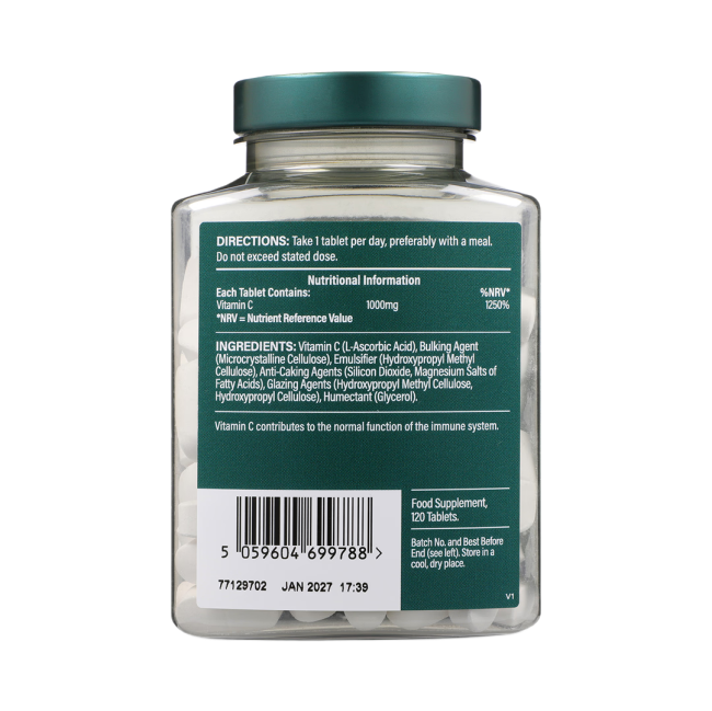 H&B HIGH STRENGHT SLOW RELEASE vitaminas C 1000 mg, 120 tablečių