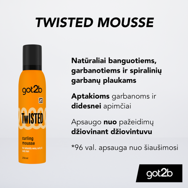 GOT2B TWISTED CURLING plaukų putos, 250 ml