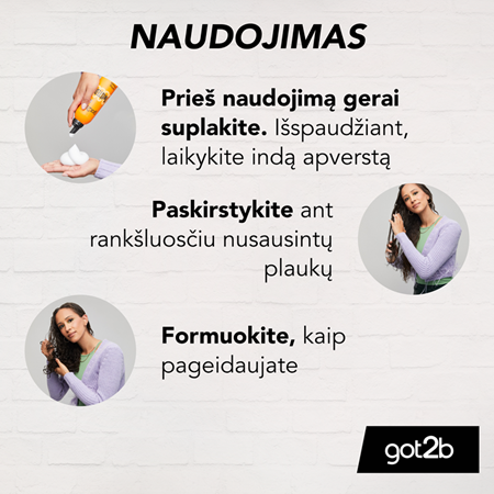 GOT2B TWISTED CURLING plaukų putos, 250 ml
