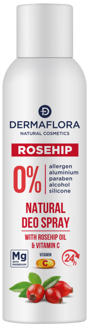 DERMAFLORA 0% ROSEHIP purškiamasis dezodorantas, 150 ml