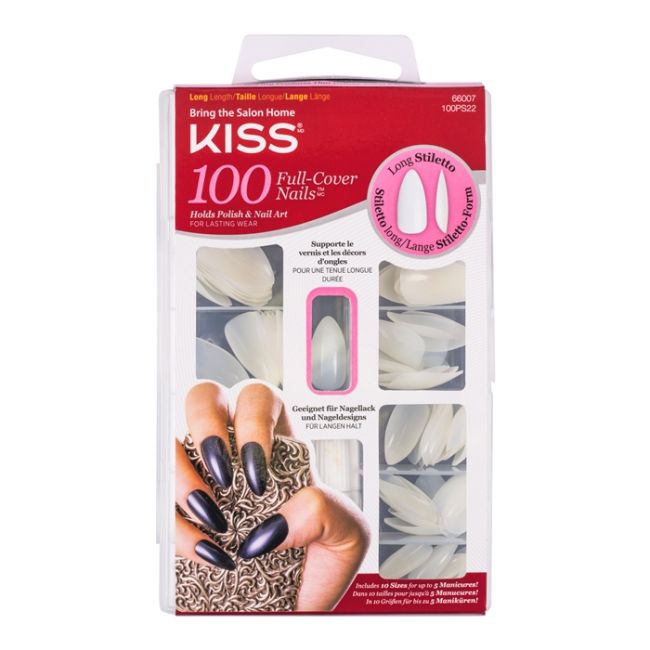 KISS LONG STILETTO priklijuojami nagai (100 vnt.)