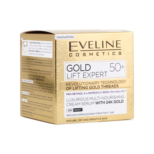 EVELINE GOLD LIFT EXPERT 50+ dieninis ir naktinis kremas - serumas, 50 ml