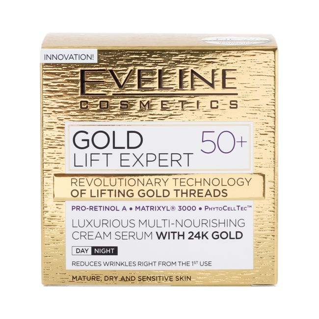 EVELINE GOLD LIFT EXPERT 50+ dieninis ir naktinis kremas - serumas, 50 ml