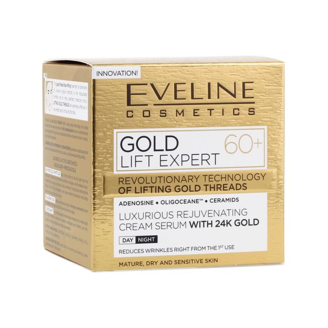 EVELINE GOLD LIFT EXPERT 60+ dieninis ir naktinis kremas - serumas, 50 ml