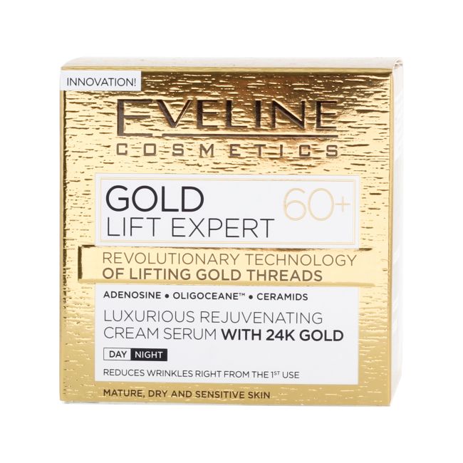 EVELINE GOLD LIFT EXPERT 60+ dieninis ir naktinis kremas - serumas, 50 ml