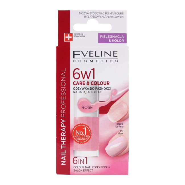 EVELINE 6IN1 spalvą suteikiantis nagų kondicionierius, 5 ml