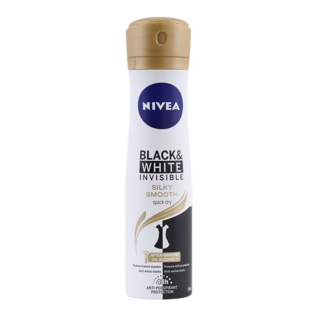 NIVEA BLACK & WHITE INVISIBLE SILKY SMOOTH moterų dezodorantas, 150 ml