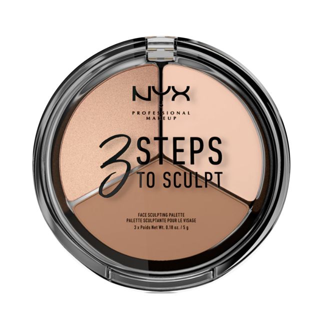 NYX PROFESSIONAL MAKEUP 3STEPS veido bruožų modeliavimo paletė, 5 g
