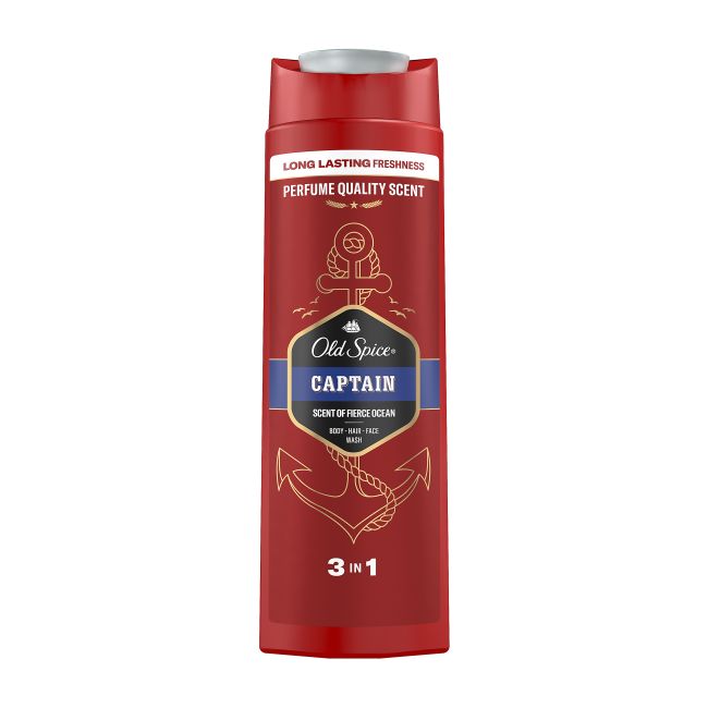 OLD SPICE CAPTAIN 3-IN-1 kūno, plaukų ir veido prausiklis, 400 ml