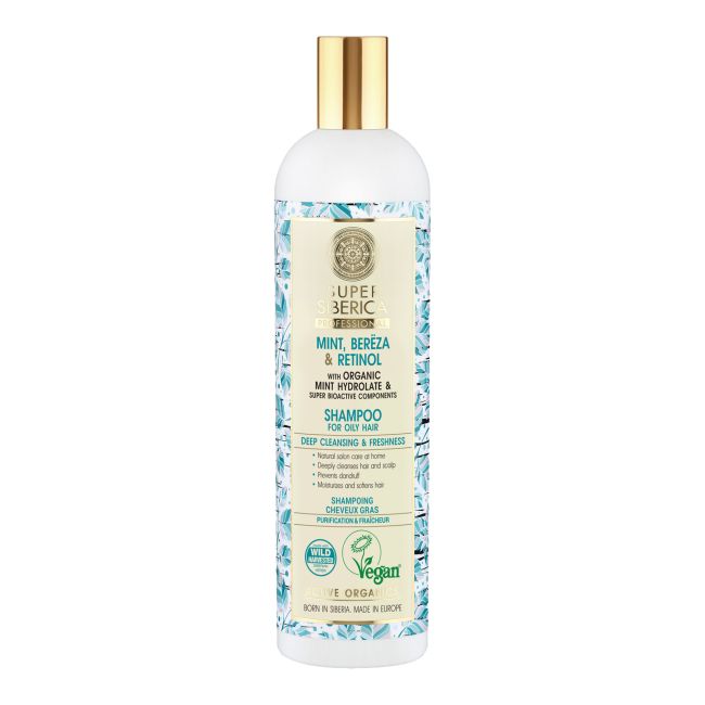 SUPER SIBERICA PROFESSIONAL MINT, BERIOZA & RETINOL plaukų šampūnas, 400 ml