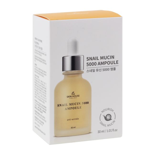 THE SKIN HOUSE SNAIL MUCIN 5000 AMPOULE veido serumas, 30 ml