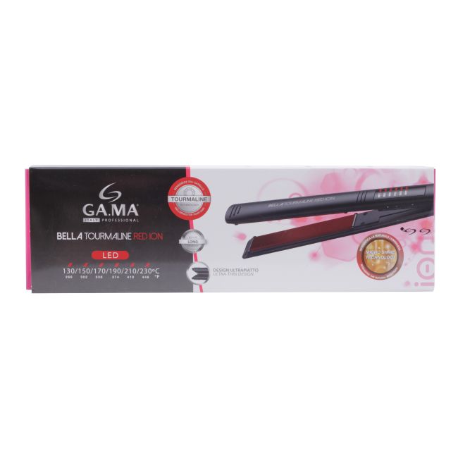 GA.MA BELLA TOURMALINE RED ION LED plaukų tiesinimo žnyplės