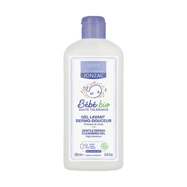 EAU THERMALE JONZAC BEBE BIO GENTLE DERMO vaikų prausiamoji plaukų ir kūno želė, 250 ml