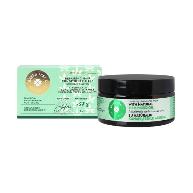 GREEN FEEL'S atkuriamasis kondicionierius - kaukė su kanapių sėklų aliejumi, 200 ml