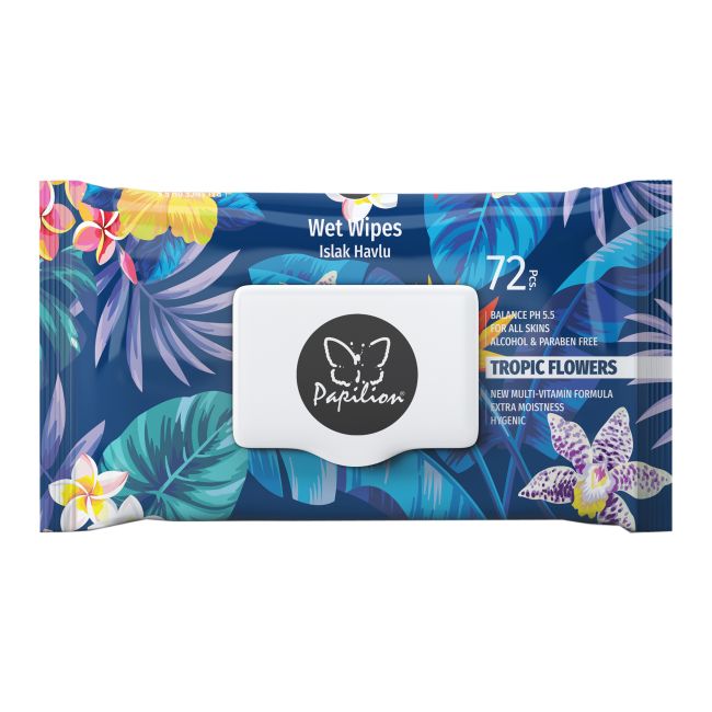 PAPILION TROPIC FLOWERS drėgnos servetėlės (72 vnt.)