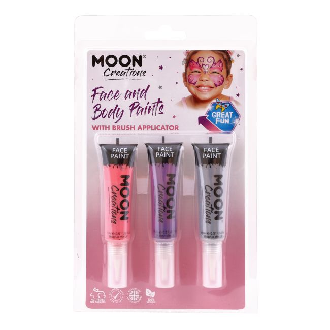 MOON CREATIONS veido ir kūno dažai (3 x 15 ml)