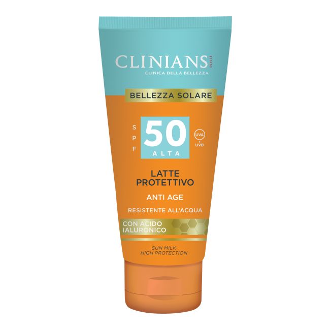 CLINIANS LATTE PROTETTIVO ANTI AGE SPF50 apsauginis kūno pienelis nuo saulės, 150 ml