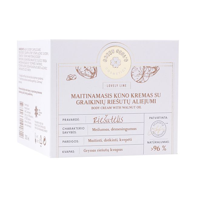 GREEN FEEL'S maitinamasis kūno kremas su graikinių riešutų aliejumi, 200 ml