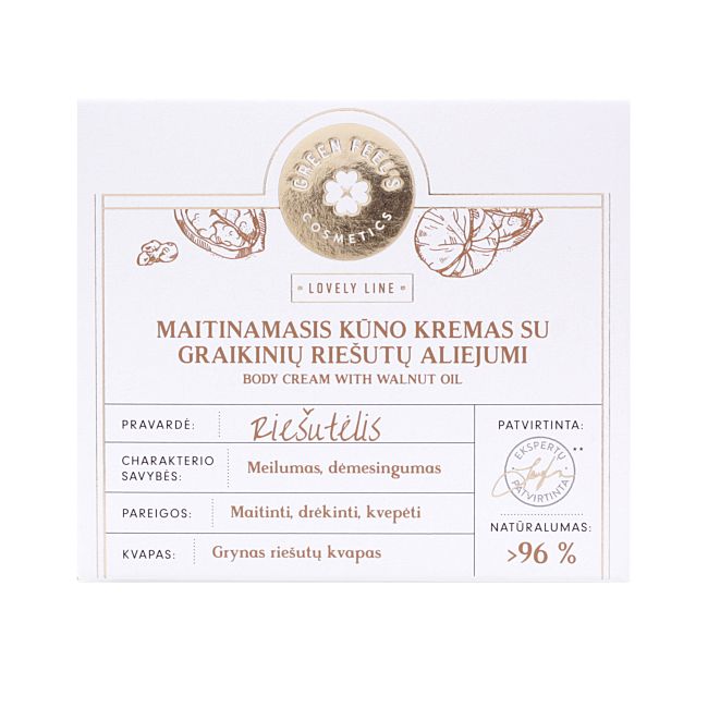 GREEN FEEL'S maitinamasis kūno kremas su graikinių riešutų aliejumi, 200 ml