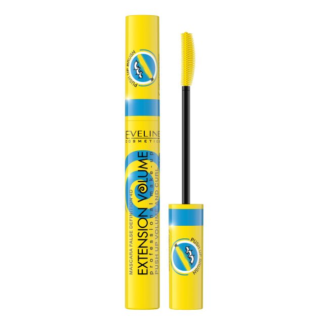 EVELINE EXTENSION VOLUME PUSH UP VOLUME AND CURL blakstienų tušas, 10 ml