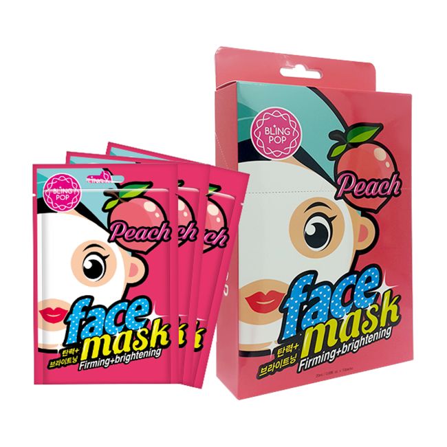 BLING POP PEACH FIRMING + BRIGHTENING veido kaukės (10 vnt.)