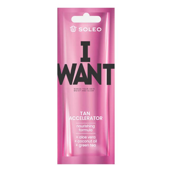SOLEO I WANT TAN ACCELERATOR soliariumo įdegio losjonas, 15 ml