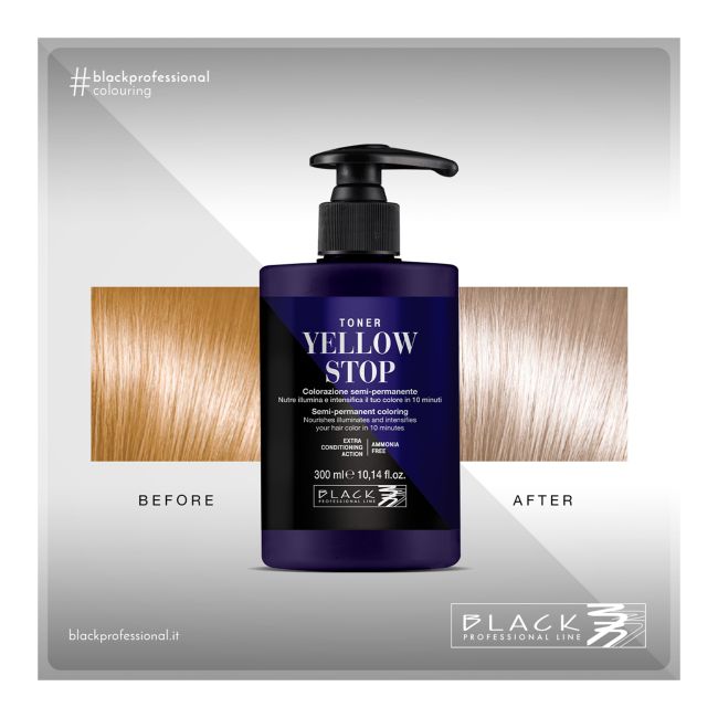BLACK TONER YELLOW STOP tonuojamasis plaukų kremas, 300 ml