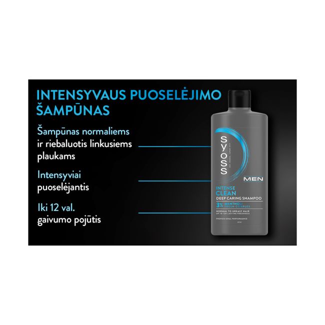 SYOSS MEN CLEAN & COOL plaukų šampūnas, 440 ml