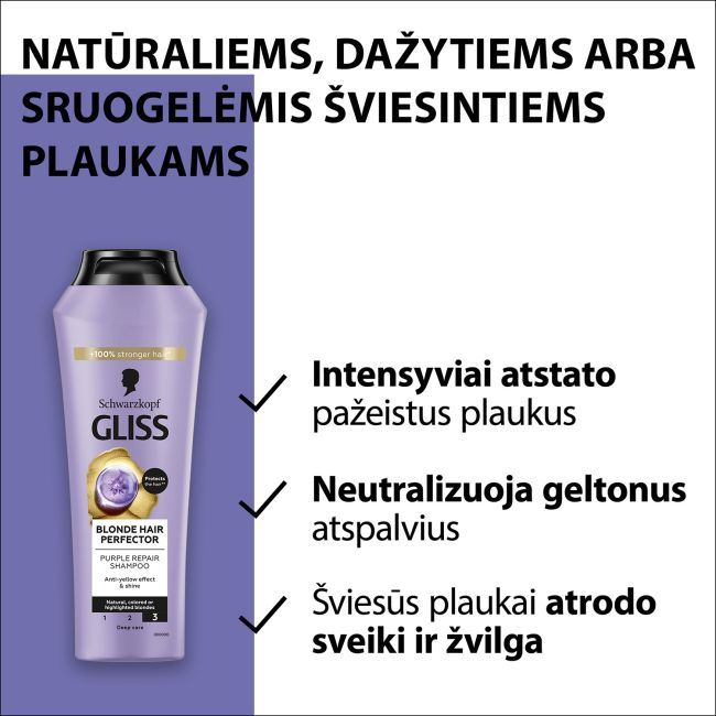 GLISS BLONDE HAIR PERFECTOR plaukų šampūnas, 250 ml
