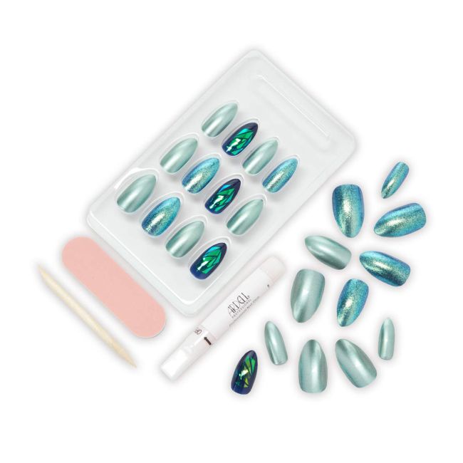 ARDELL ADDICT PREMIUM GREEN GLITTER CHROME priklijuojami nagai