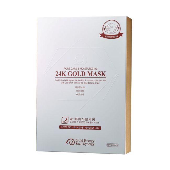 GOLD ENERGY SNAIL SYNERGY 24K GOLD veido kaukės (10 x 33 ml)