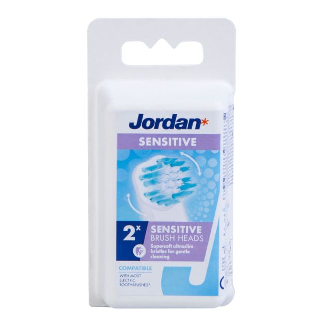 JORDAN SENSITIVE keičiamosios elektrinio dantų šepetėlio galvutės (2 vnt.)