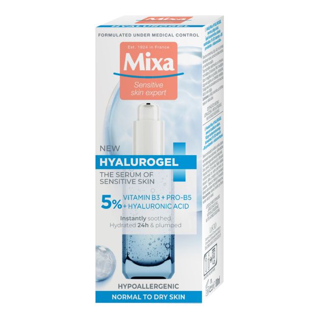 MIXA HYALUROGEL SENSITIVE SKIN veido serumas, 30 ml