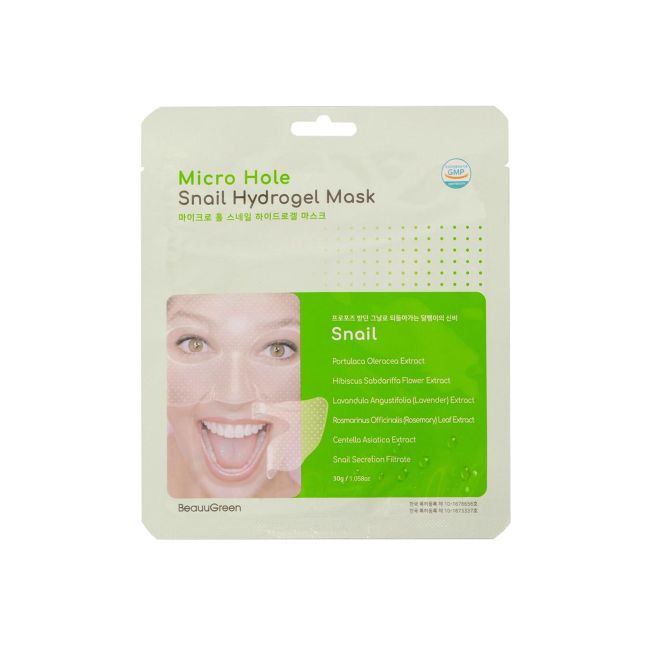 BEAUUGREEN SNAIL HYDROGEL veido kaukė, 30 g