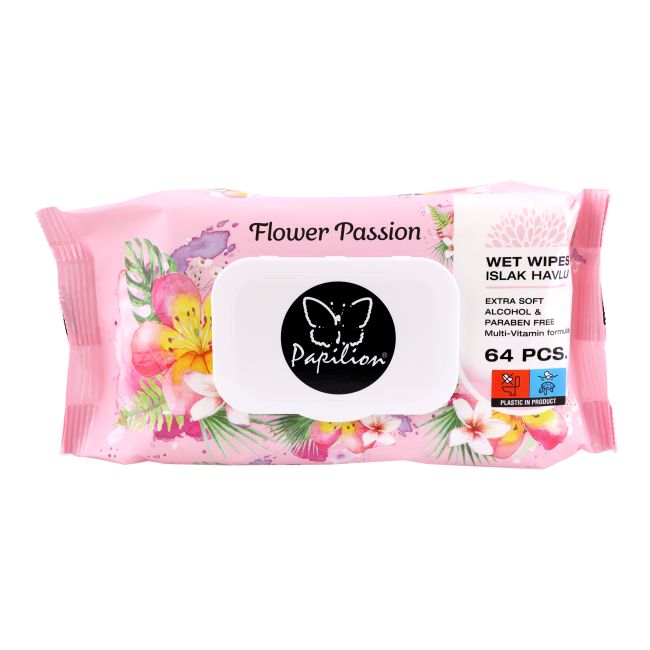 PAPILION FLOWER PASSION drėgnos servetėlės (64 vnt.)