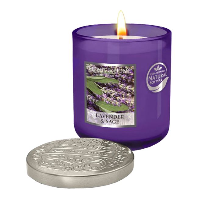 HEART & HOME LAVENDER & SAGE aromatinė žvakė, 110 g