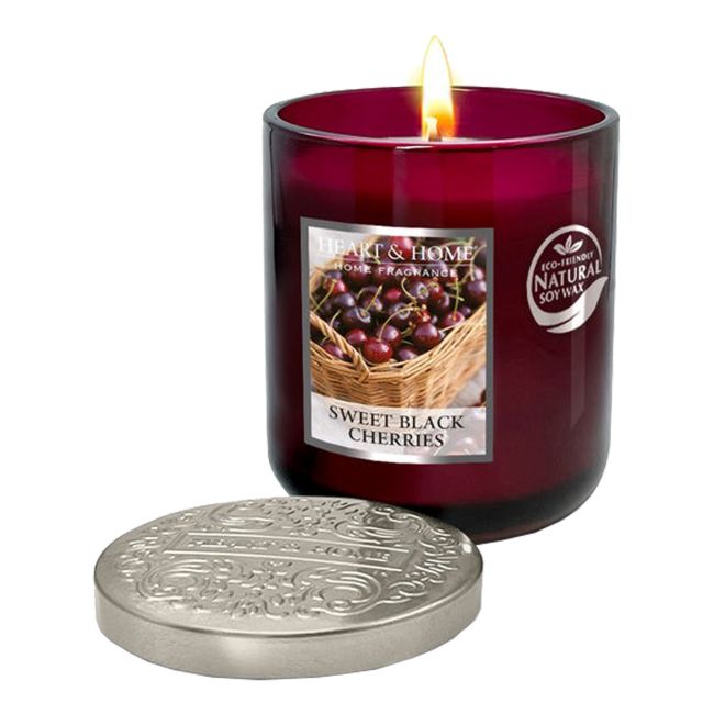 HEART & HOME SWEET BLACK CHERRIES aromatinė žvakė, 110 g