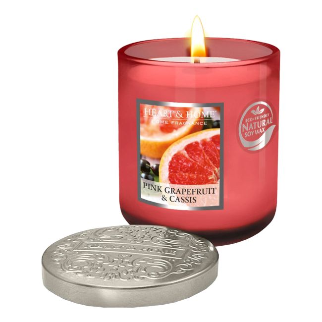 HEART & HOME PINK GRAPEFRUIT & CASSIS aromatinė žvakė, 110 g