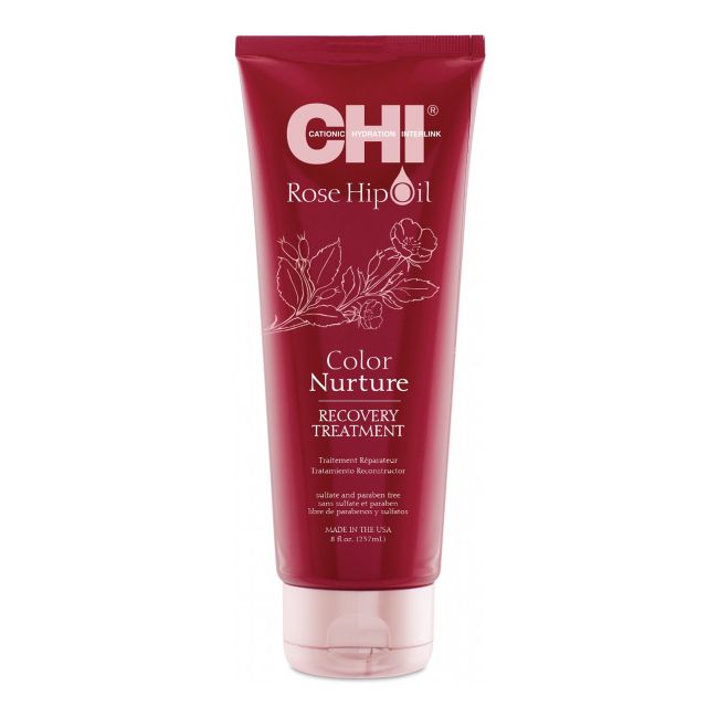 CHI ROSE HIP OIL COLOR NURTURE RECOVERY TREATMENT plaukų kaukė, 237 ml
